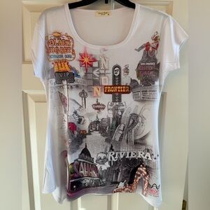 Las Vegas Neon Museum T-Shirt - White w/a few rhinestones Sz Medium